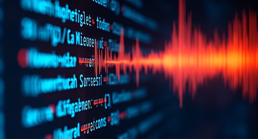 Overlay of code and sound waves